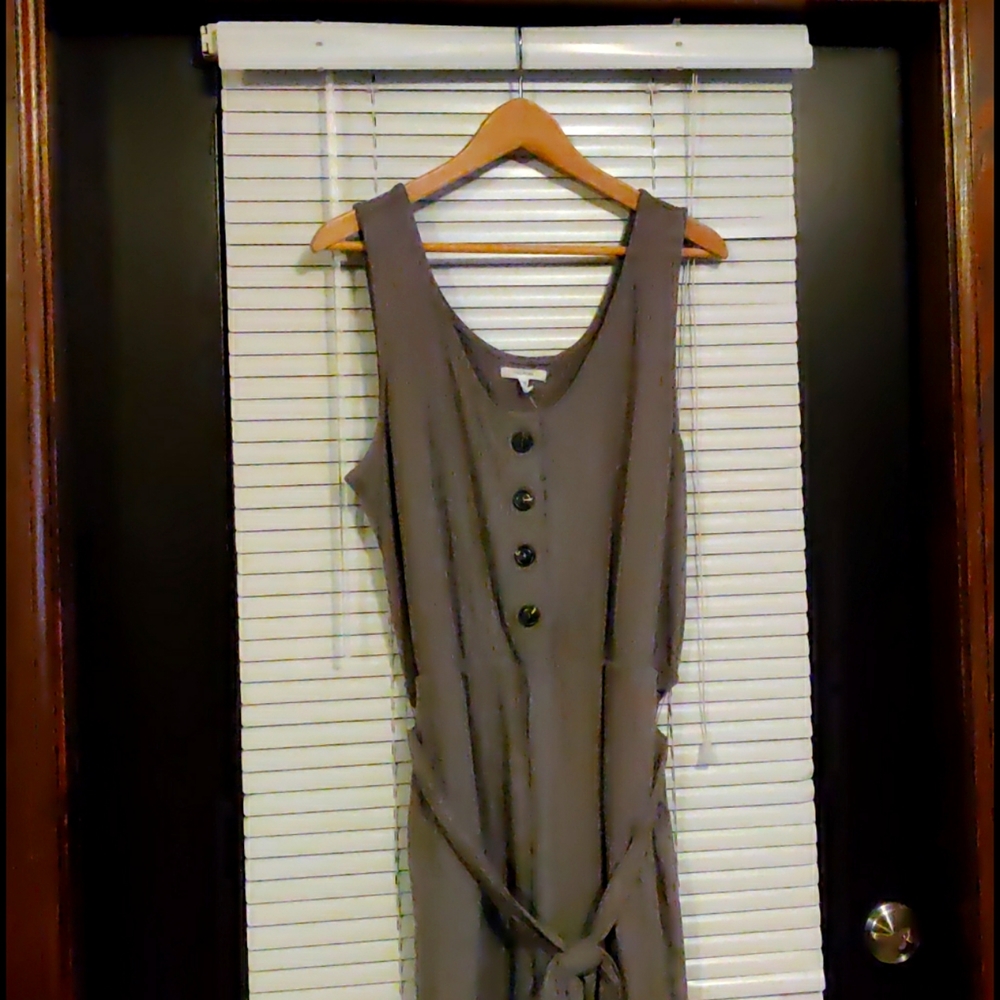 Maurice's Gray Tie Waist Button Pocket Jumpsuit XL